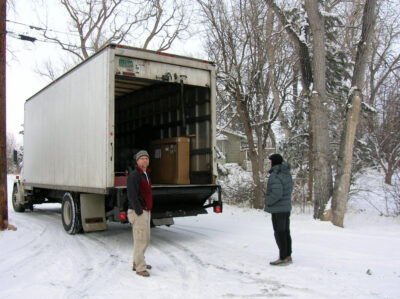 The first Optibike loaded into a truck for shipment to South Africa in 2007