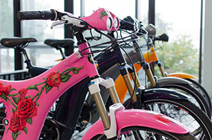 Optibike Electric Bike Lined Up in Factory