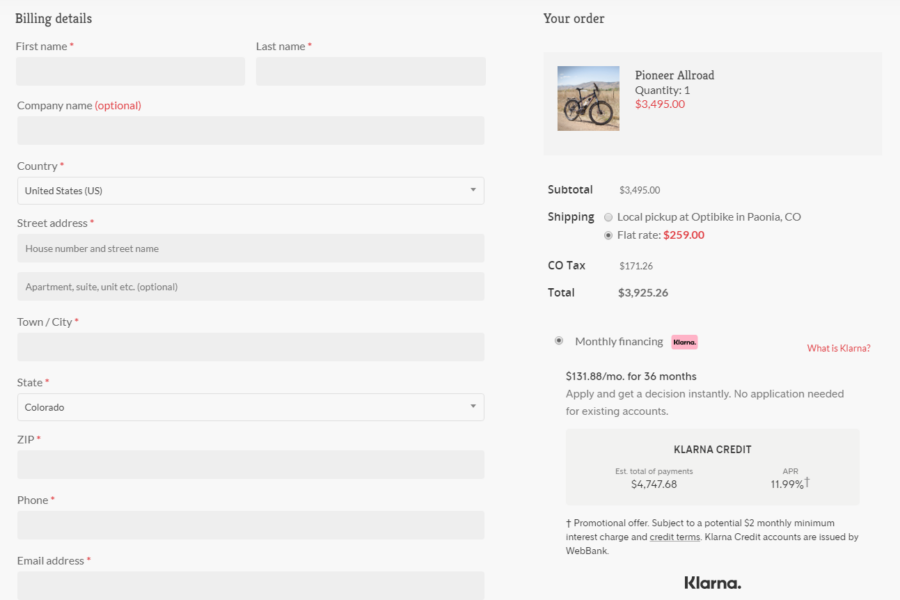 Klarna Financing Guide » Optibike High Performance EBikes