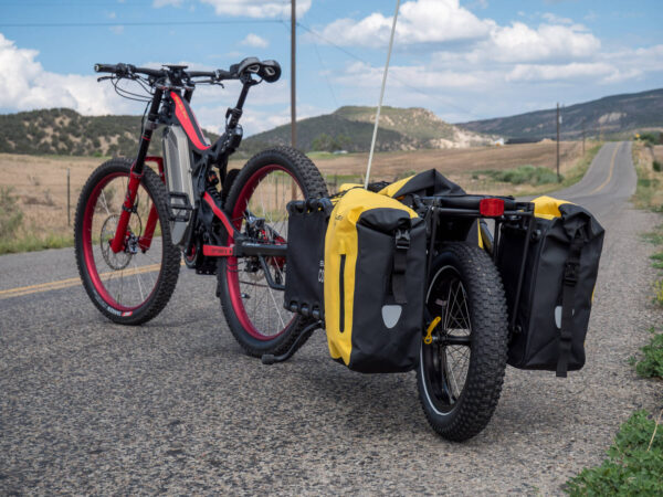 Adventure e-bike with a trailer attached
