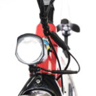 An integrated LED headlight that runs directly from the main battery makes it easy to ride at night