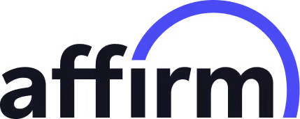 Affirm logo with blue arc design